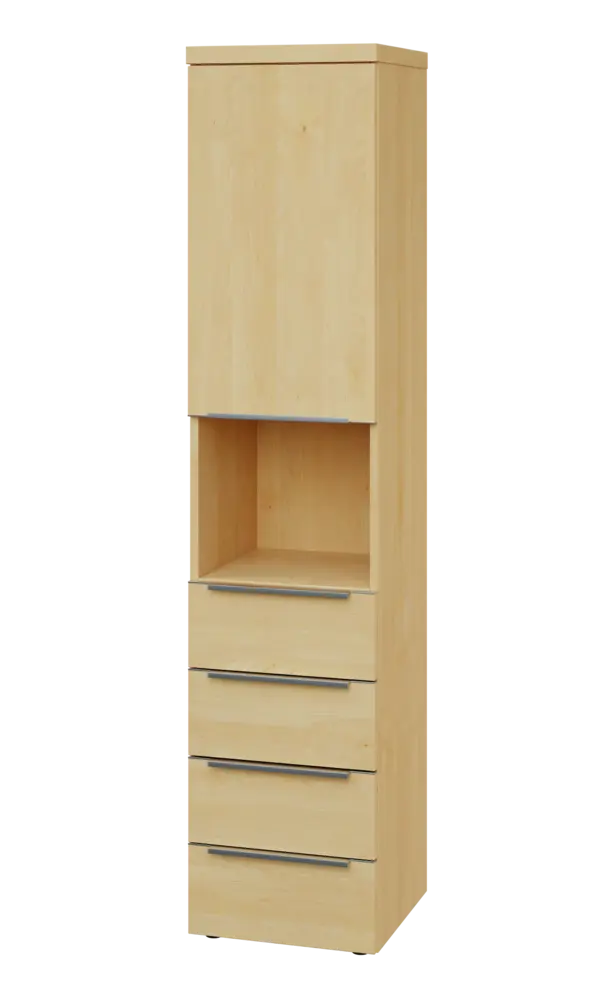 SIN 5 - 44ZND kancelářská skříň, 4-zásuvková/nika, 1-dveřová, levá, 1820x400x400, javor horský